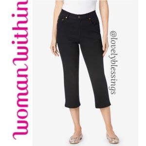 Natural Fit Black Capri Jeans Woman Within Plus Size Cropped Jeans